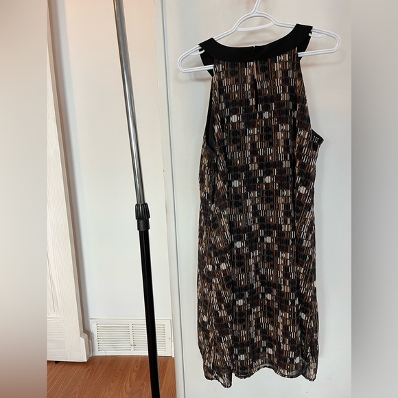 EUC Ricki’s Black/Brown-Patterned, Sheer-Layered Shift Dress, Sz L. - Picture 11 of 11
